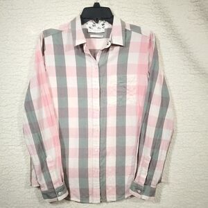 Lucky Brand Top Womens Sz S Pink Plaid Flannel Button Up Long Sleeve Soft Cotton